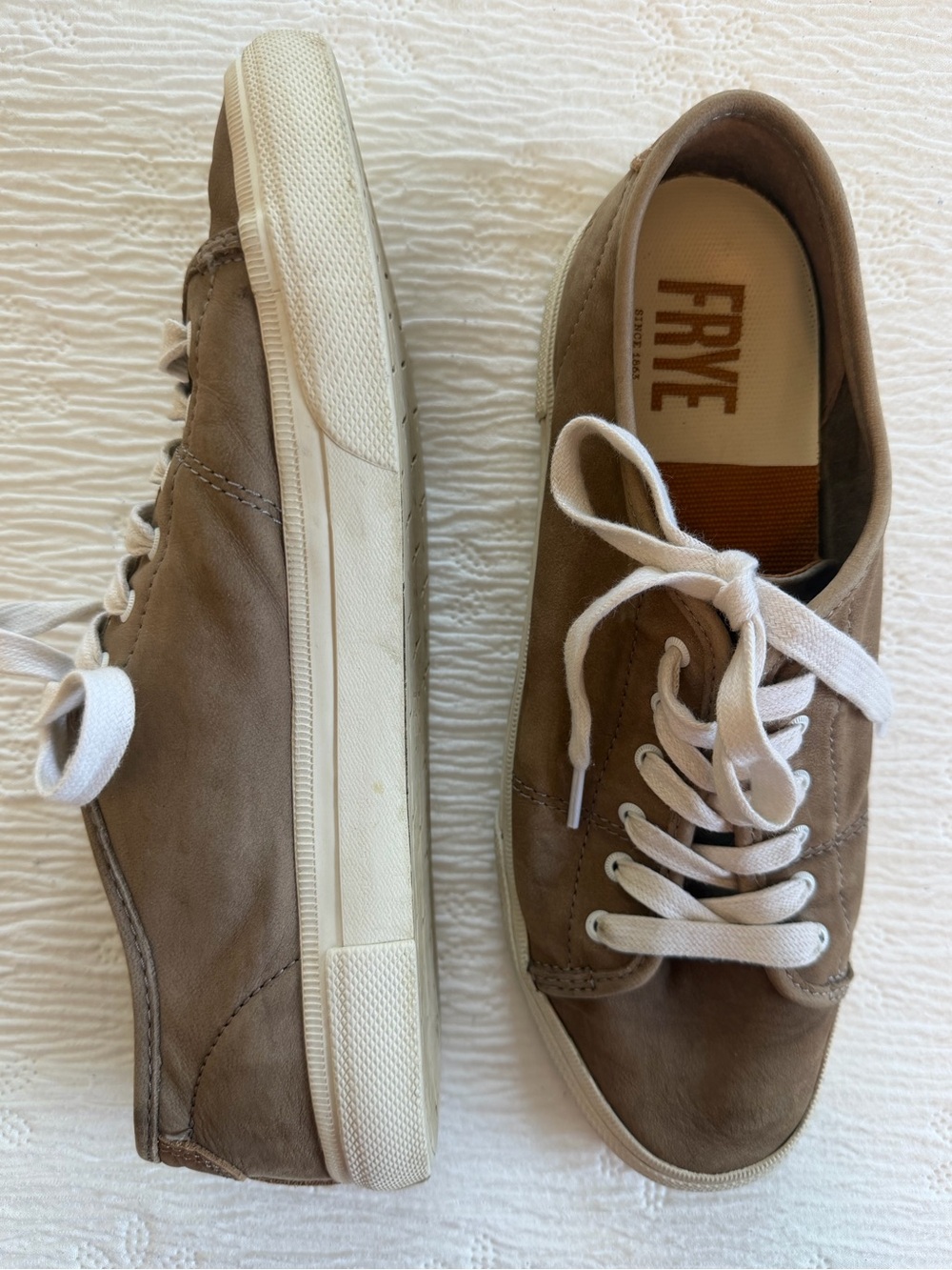 FRYE Sneakers tan brown leather size 9 - Picture 4 of 7